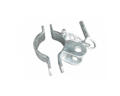 POST CLAMP WITH 2 TABS AND CHAIN, Cattle Housing Equipment