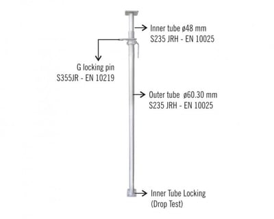 Props-Load Tested for 20 KN, Adjustable Steel Props